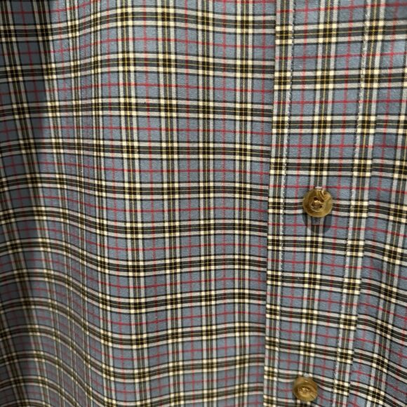 LL Bean Shirt Mens Medium Tall Blue Cotton Plaid Button Down Traditional Fit - Picture 5 of 11